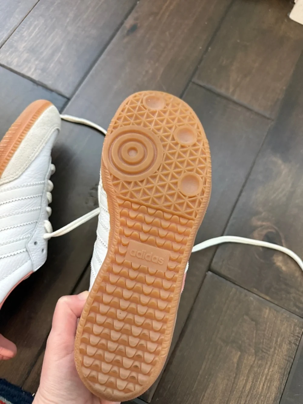 adidas Samba Leather Sneakers in White & Coral - Picture 5 of 6